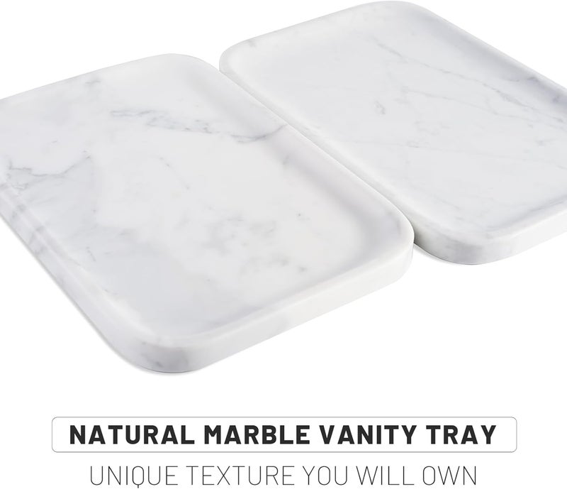 karibiber Statuario Marble Vanity Tray - Decorative Organizer for Bathroom Countertop, Dresser, Kitchen Sink - Image 4